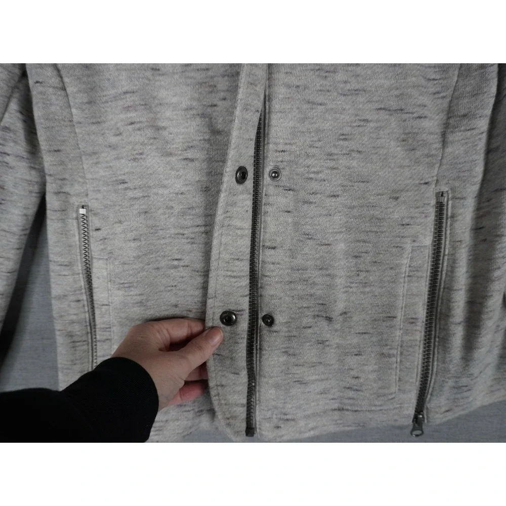 Cabi Jacket Gray Space Dye Moto Womens Small Asymmetrical Snap Zip Knit‎